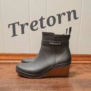 TRETORN WOMEN'S GRAY PLASK MID WEDGE RAIN PULL ON BOOT SIZE: US 8